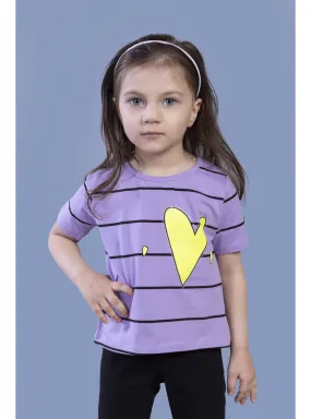 Printed - Crew neck - Unlined - Lilac - Girls` T-Shirt